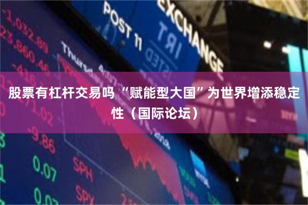 股票有杠杆交易吗 “赋能型大国”为世界增添稳定性（国际论坛）