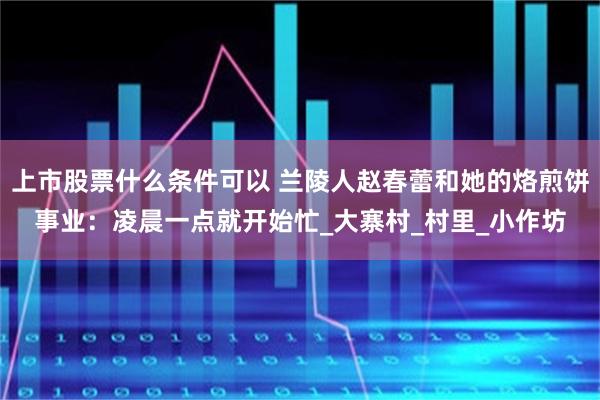 上市股票什么条件可以 兰陵人赵春蕾和她的烙煎饼事业：凌晨一点就开始忙_大寨村_村里_小作坊