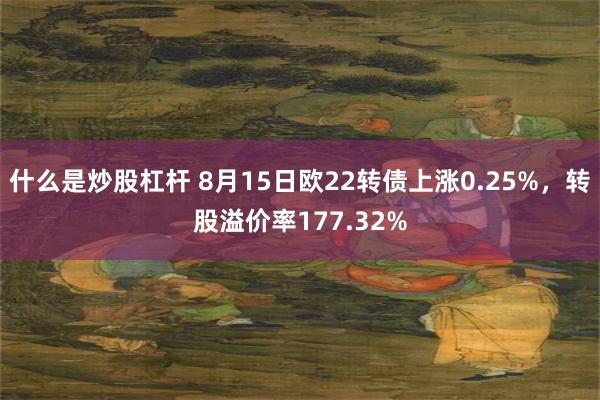 什么是炒股杠杆 8月15日欧22转债上涨0.25%，转股溢价率177.32%