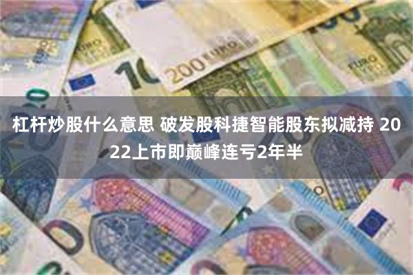 杠杆炒股什么意思 破发股科捷智能股东拟减持 2022上市即巅峰连亏2年半